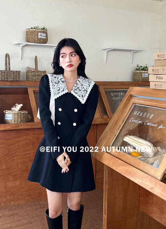 New in early autumn! [EI FI YOU] Lapel Xiaoxiangfeng slim dress 5178# LSL