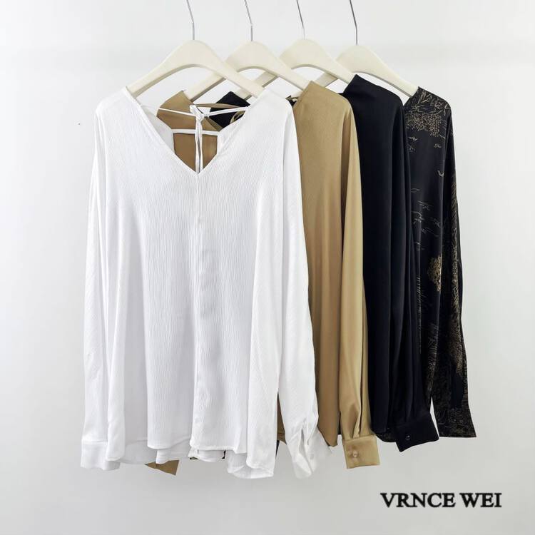 New in autumn! [VRNCE] Big-name simple lace-up backless small shirt 5306# XYJ