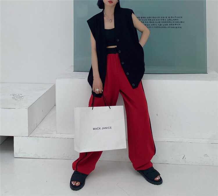 New in early autumn! [HYSO] color-blocking sweatpants wide-leg casual pants 5210# XJ