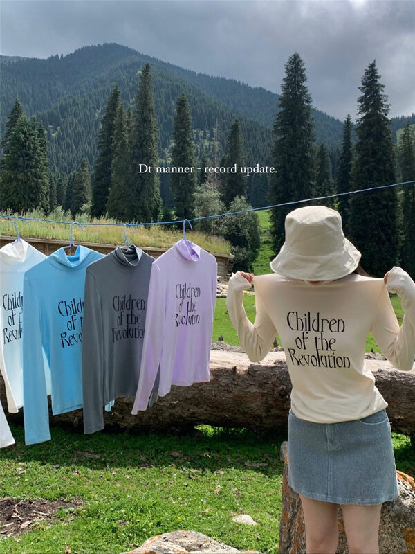 New in early autumn! [DT CLASSIC] letter printing bottoming long-sleeved T-shirt 4976# XYJ