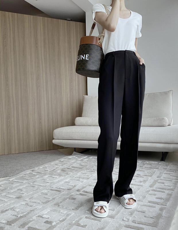 【GRACETINA HOO】Narrow waist texture straight tube slim casual pants K962-1# CQW