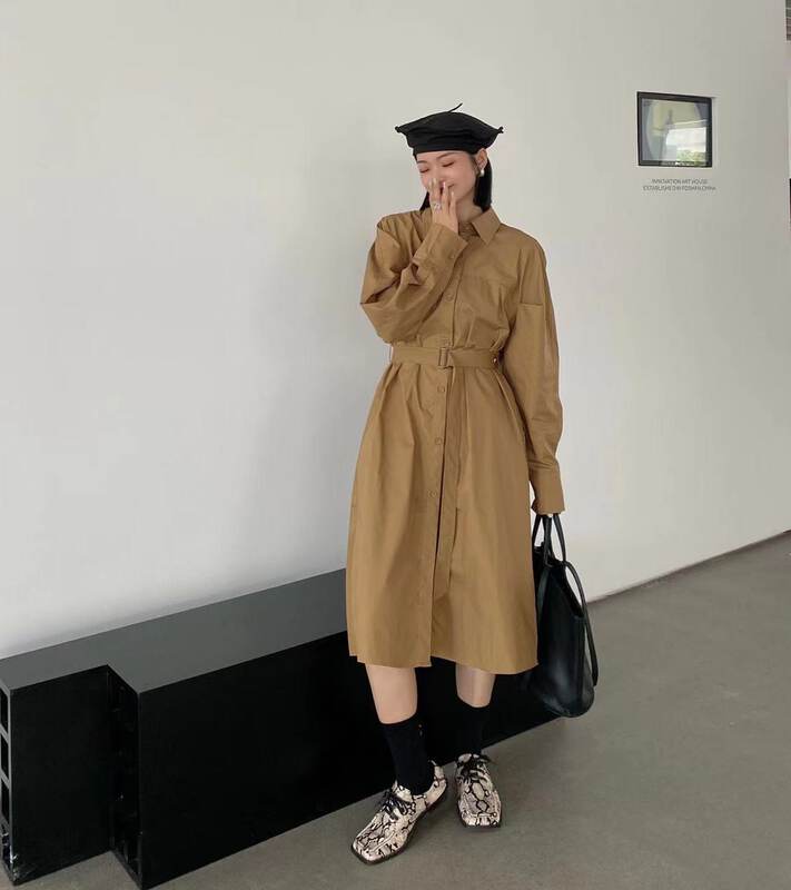 New in early autumn! [HYSO] Simple and atmospheric shirt dress (with belt) 5219# XJ