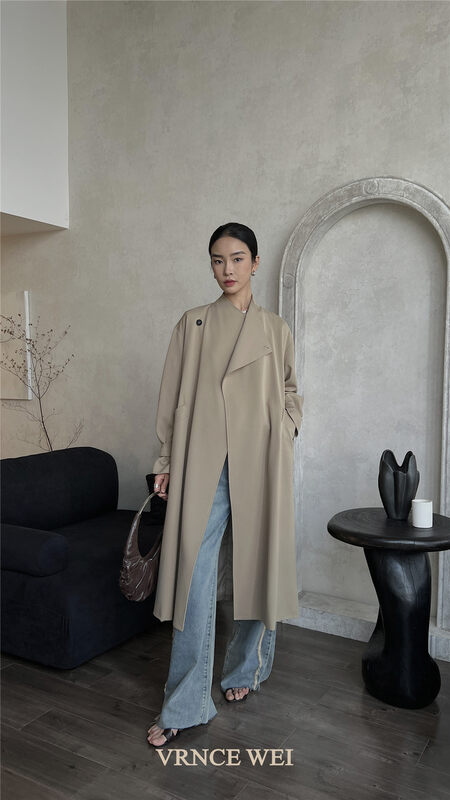 New in autumn! [VRNCE] Big-name simple temperament trench coat (with belt) 5350AC# XYJ