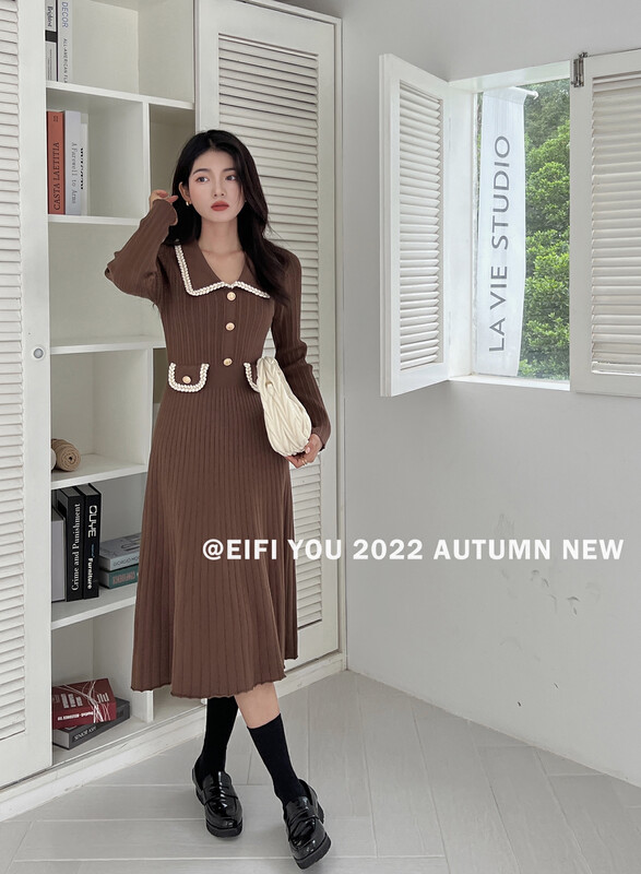 New in autumn!【EI FI YOU】French style chic knitted dress 3878# LSL