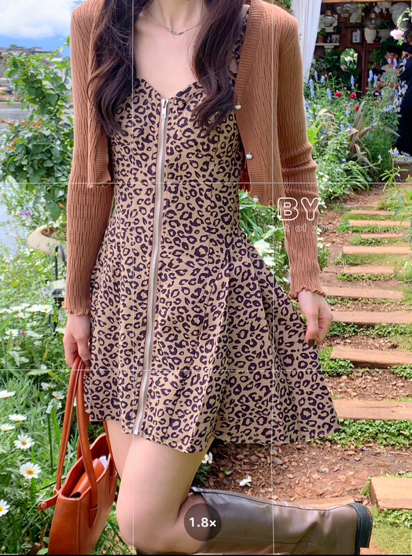 New in early autumn!【BEST OF YOU】Sexy Leopard Print Lace-Up Dress 9910# HBX