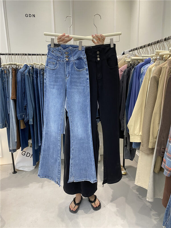 New in autumn!【GDN】High waist slimming three button jeans 7891# OZQ