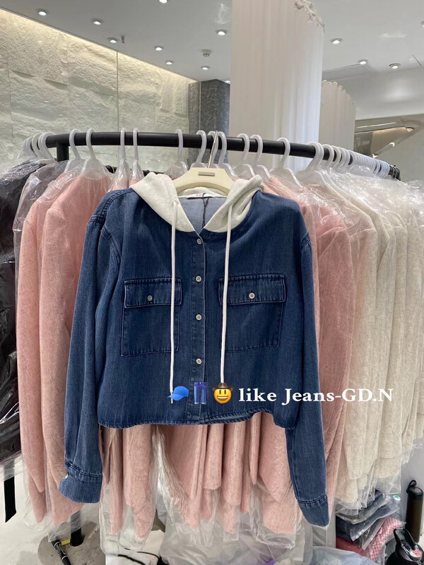 New in autumn! [GDN] Hooded Loose Denim Shirt A356-1# HYY