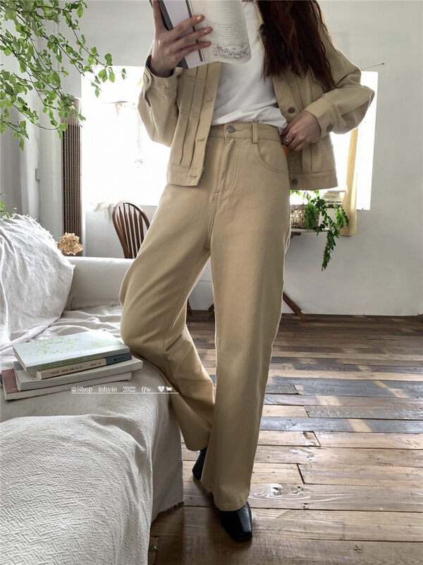 Autumn is new!【IN BY IN】Straight all-match solid color jeans (sold only pants) 1021# ZJY
