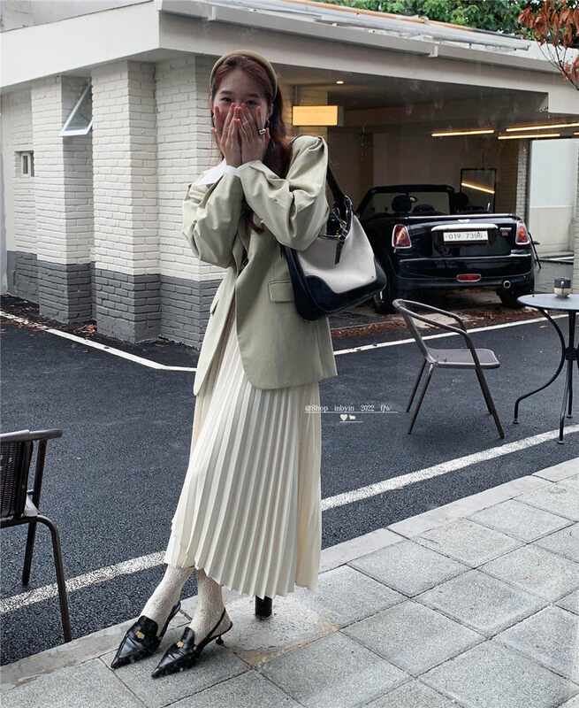 New in autumn! [IN BY IN] Pleated Irregular Temperament Skirt 1189# ZJY