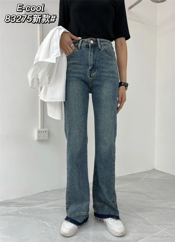 New in autumn! [Pants and jeans] Korean version of retro micro-flare jeans 83275# HJY