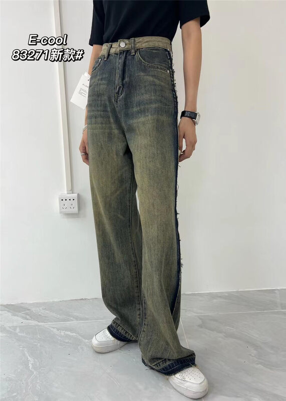 New in autumn! [Clothes and denim] Retro fashionable wide-leg jeans 83271# HJY