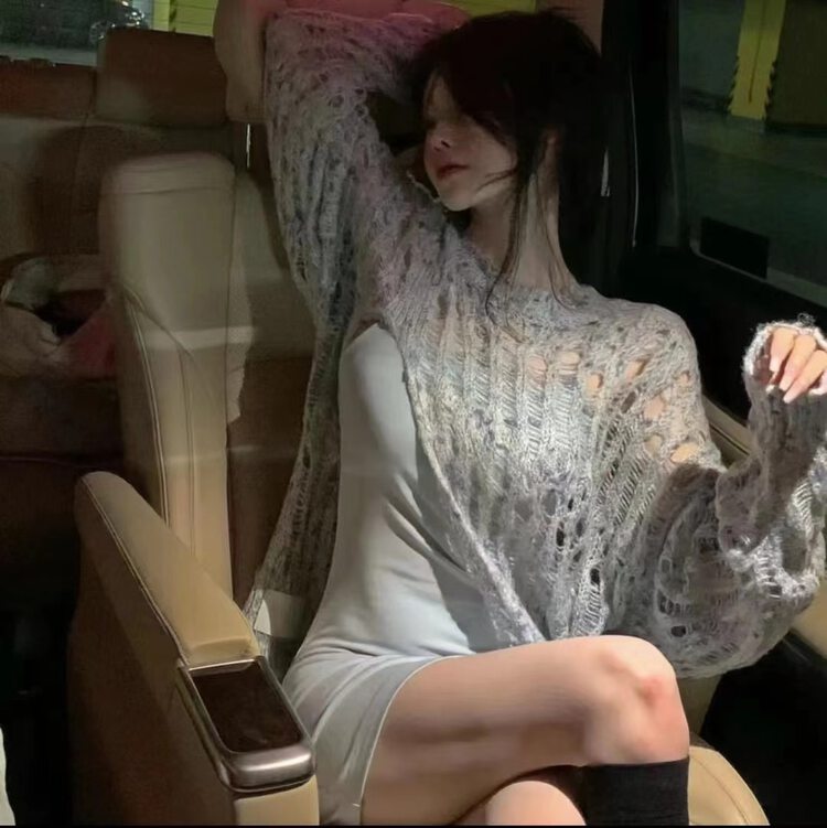 New in early autumn! [BINGBING] Hollow sweet sweater + slim fit dress suit 8589# XYJ