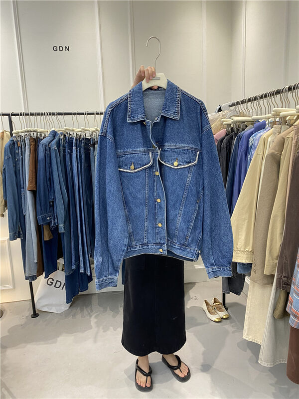 New in autumn! [GDN] Korean version of the fashion heavy-duty diamond-studded denim jacket YS1-2106# OZQ