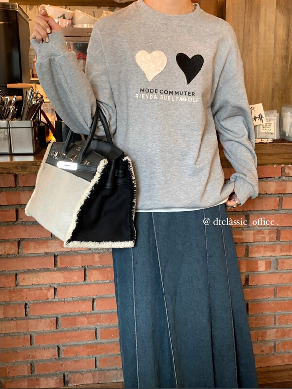 New in autumn! [DT CLASSIC] Loose round neck comfortable all-match love sweater D5169# JHY