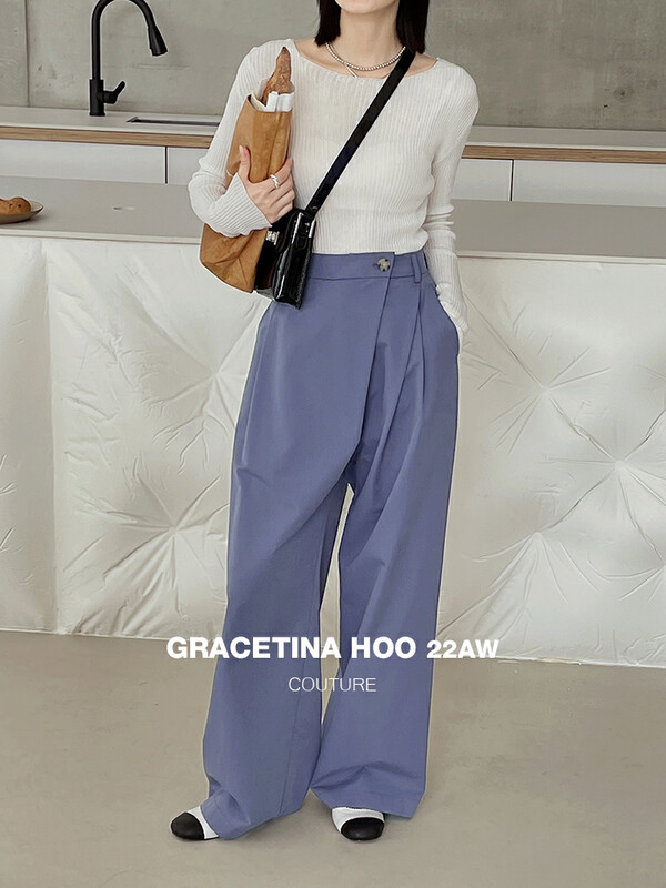 [GRACETINA HOO] Irregular Design Placket Casual Pants K8281