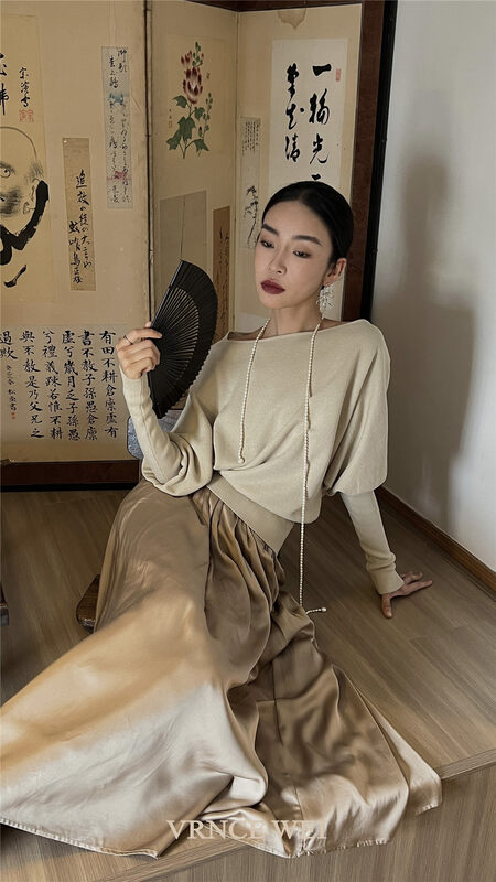 New in autumn! [VRNCE] Big-name minimalist one-shoulder slim fit warm sweater 7320# XYJ