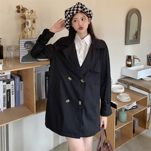 2022 autumn and winter new real shooting Korean version of the lapel retro Chic gas bandage mid-length trench coat