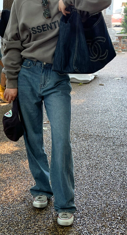 New in autumn!【GDN】Casual loose solid color straight jeans 98075# OZQ