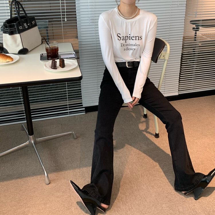New in autumn!【DT CLASSIC】High waist slim and versatile micro flared jeans D4881# JHY