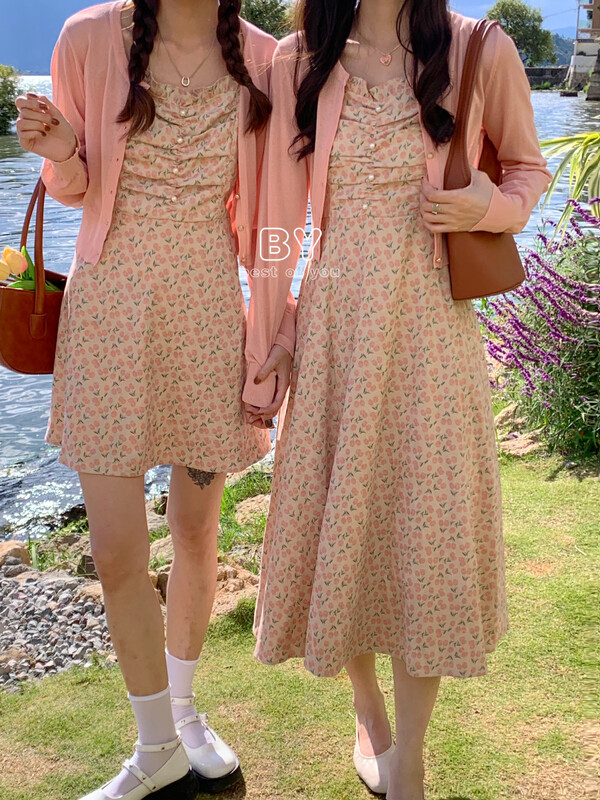 New in early autumn!【BEST OF YOU】Fashionable suspender floral dress (excluding small shirt) 9906# HBX