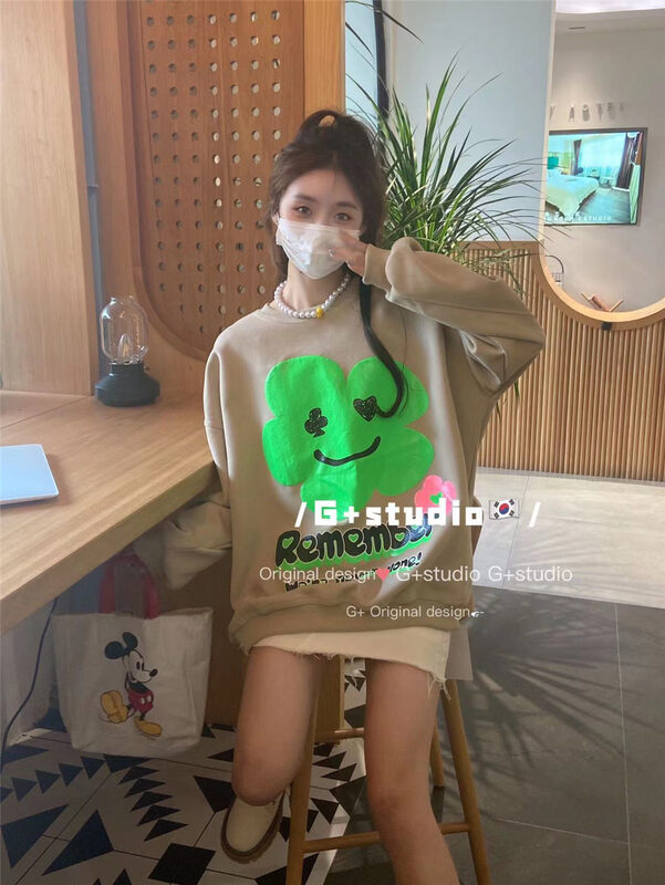 New in autumn! [G+] creative floral print sweater 22304# WTT