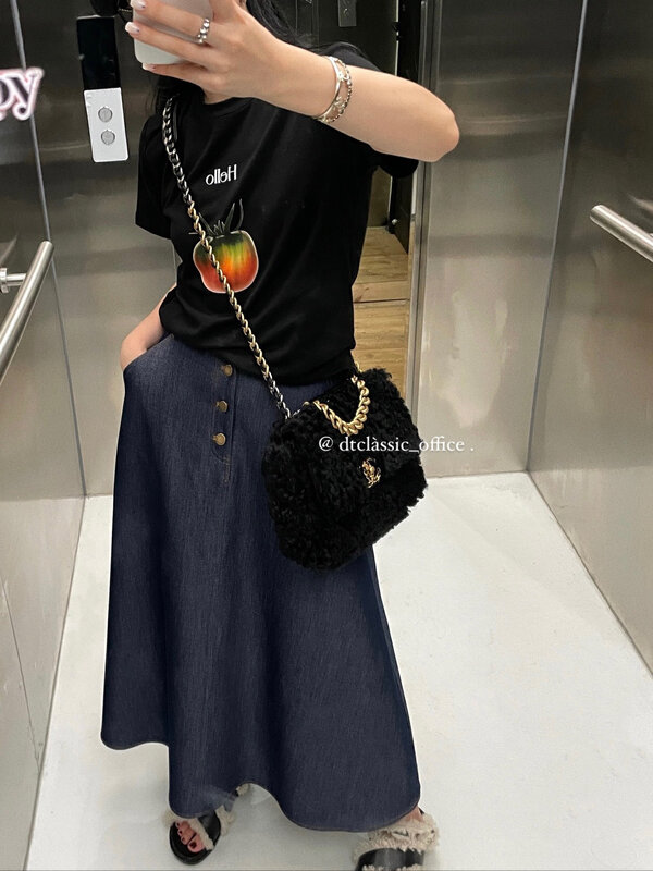 New in autumn!【DT CLASSIC】High waist, slim and comfortable denim umbrella skirt D5149# JHY