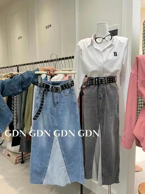 New in autumn! [GDN] High waist color matching slim skirt (with belt) 3982# OZQ
