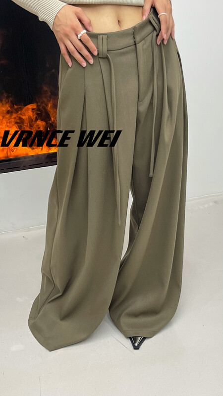 New in autumn! [VRNCE] big-name simple straight wide-leg high-waist casual pants 5397# XYJ