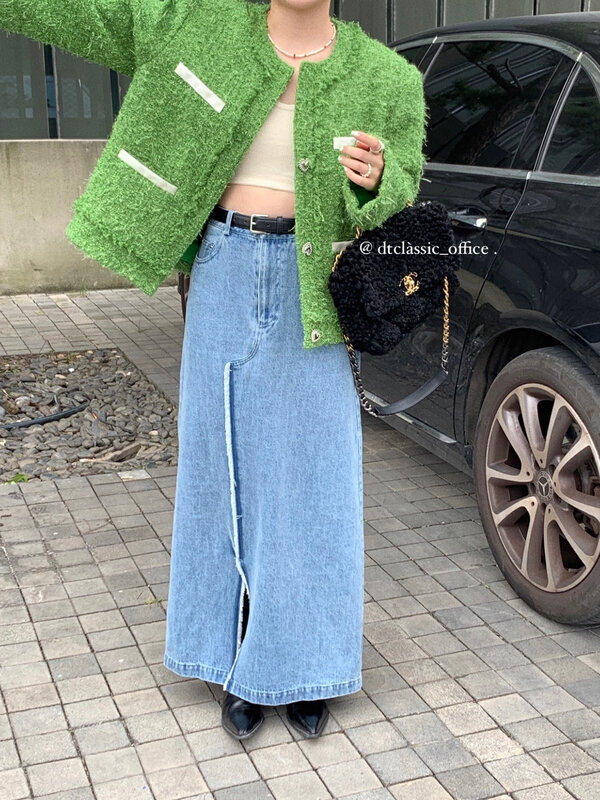 New in autumn!【DT CLASSIC】Slim and comfortable denim fringe fringed fringed skirt D5213# JHY