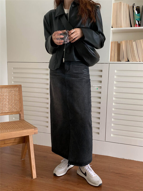 Autumn is new! [IN BY IN] Korean style slimming label denim skirt 1201# ZJY