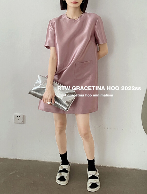[GRACETINA HOO] Niche design three-dimensional short-sleeved A-line dress LY5234-1