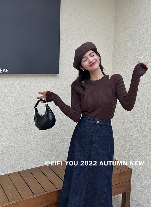 New in autumn! [EI FI YOU] ins wind fake two-piece design warm sweater 3867# LSL
