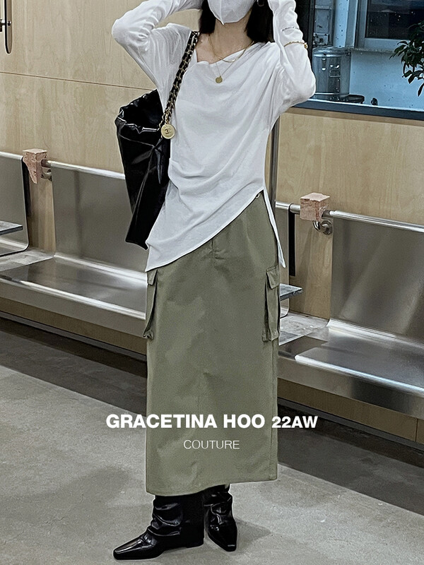 [GRACETINA HOO] Niche design Japanese retro organ bag casual tooling skirt YS1-BQ6268# CQW