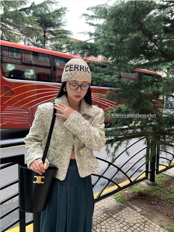 Autumn is new!【DT CLASSIC】Single-breasted color-blocking fashion tweed small fragrant short coat D5021# JHY