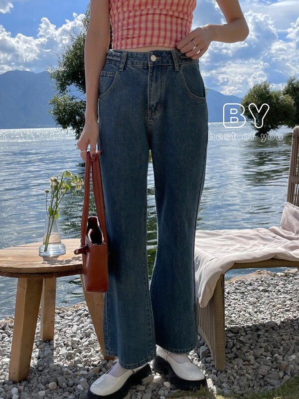 New in early autumn!【BEST OF YOU】Twist Washed Versatile All-match Jeans 6891# HBX