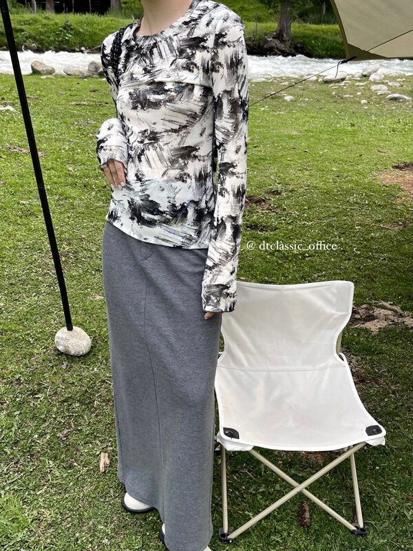 New in early autumn!【DT CLASSIC】Fashion printed long-sleeved bottoming shirt 4955# XYJ
