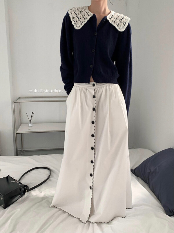New in autumn!【DT CLASSIC】High waist solid color pleated skirt D5038# JHY