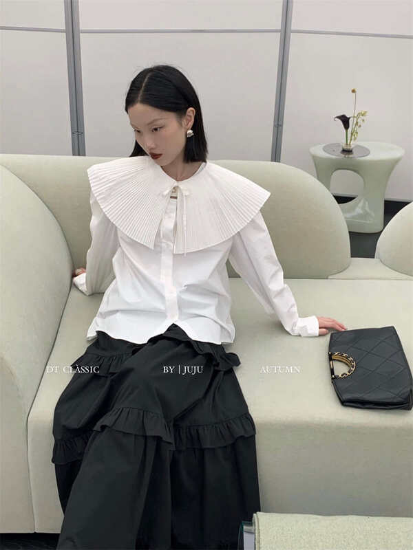 New in early autumn! [DT CLASSIC] Korean solid color all-match ins shirt (with detachable collar) D4853-A1# JHY