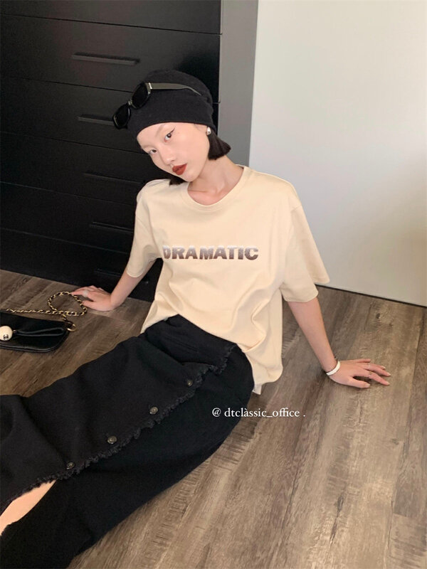 New in early autumn! [DT CLASSIC] Korean textured breasted tassel bag hip straight skirt D5016-L1# JHY