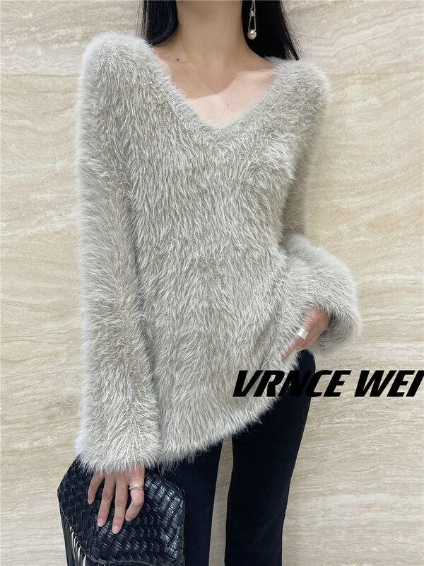 New in autumn! [VRNCE] Casual V-neck loose all-match warm sweater 7356# XYJ