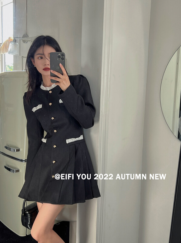 New in autumn!【EI FI YOU】Sweet girl Xiaoxiang style pleated dress 3816# LSL