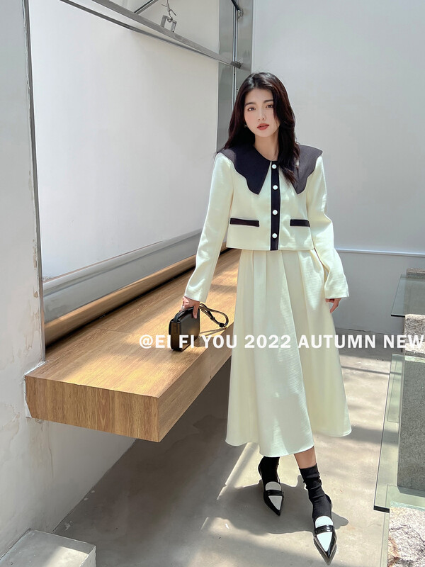 New in autumn! [EI FI YOU] Xiaoxiangfeng lapel short jacket + temperament skirt suit 5153# LSL
