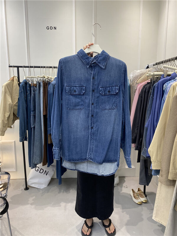 New in autumn! [GDN] Loose casual double pocket shirt F006# OZQ
