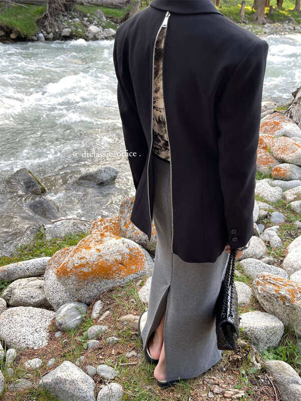 New in early autumn! [DT CLASSIC] Fashionable back zipper design waist suit D4910-N2# JHY