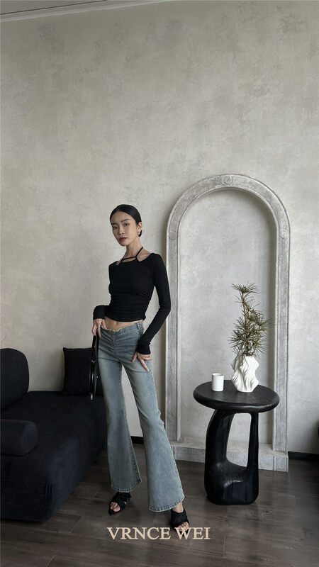 New in early autumn! [VRNCE] High-waisted micro-flare slimming jeans 8538# XYJ