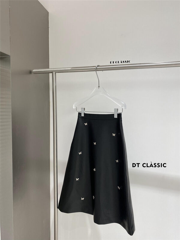 Autumn is new!【DT CLASSIC】Bow decorated leather commuter skirt D4992-W1# JHY