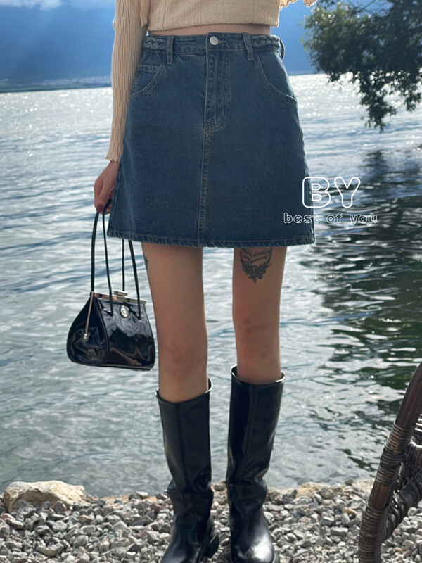 New in early autumn!【BEST OF YOU】High waist slim all-match denim skirt 6890# HBX