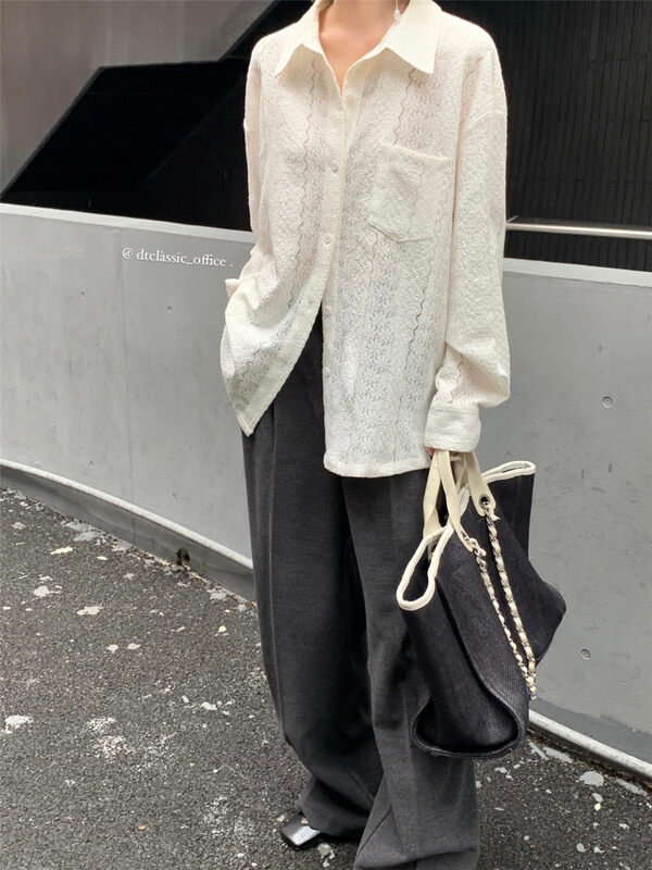 New Autumn!【DT CLASSIC】Korean Lace Hollow Fresh Shirt D4997-B1# JHY