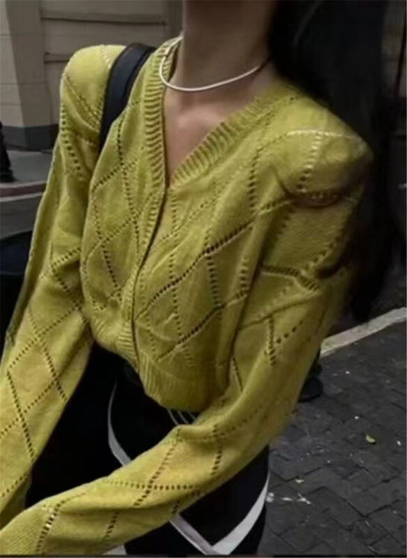 秋款上新!【BINGBING】V領單排扣時尚針織開衫  8605#  XYJ