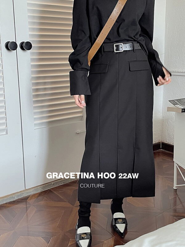 【GRACETINA HOO】Irregular multi-piece stitching vertical cut slim skirt (inclusive H-shaped all-match) BQ2243# CQW